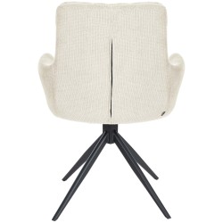 Silla de comedor Vilas, tapizada en tela color crema