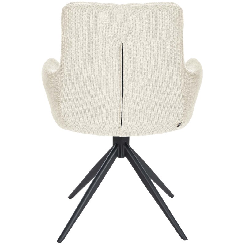 Silla de comedor Vilas, tapizada en tela color crema