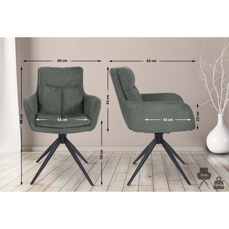 Silla de comedor Vilas, tela gris