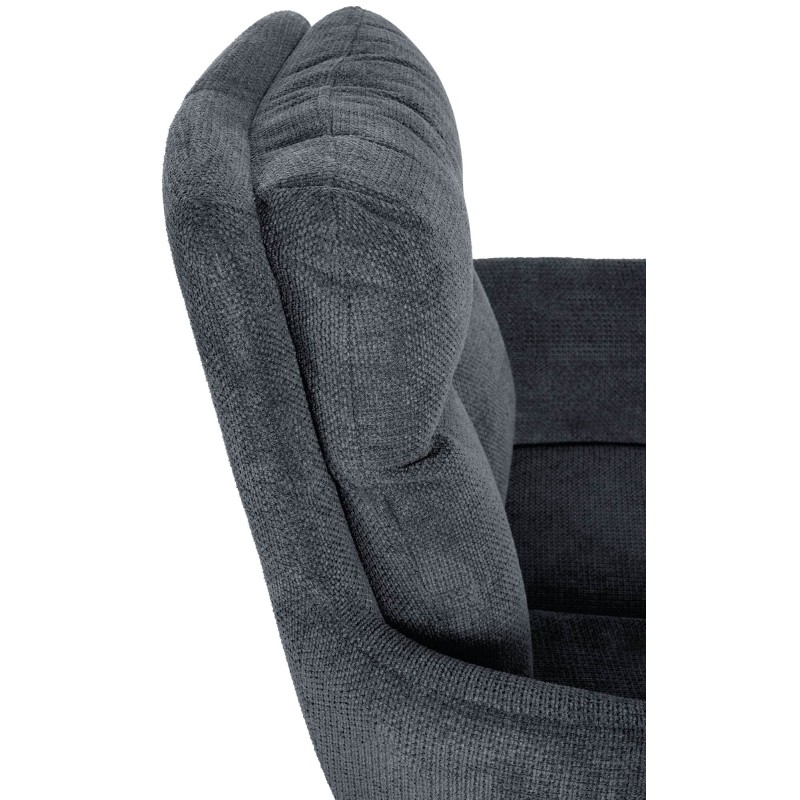 Silla de comedor Vilas, tapizada en tela negra.