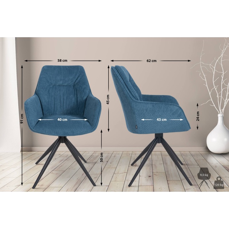 Silla de comedor Jules, tela azul