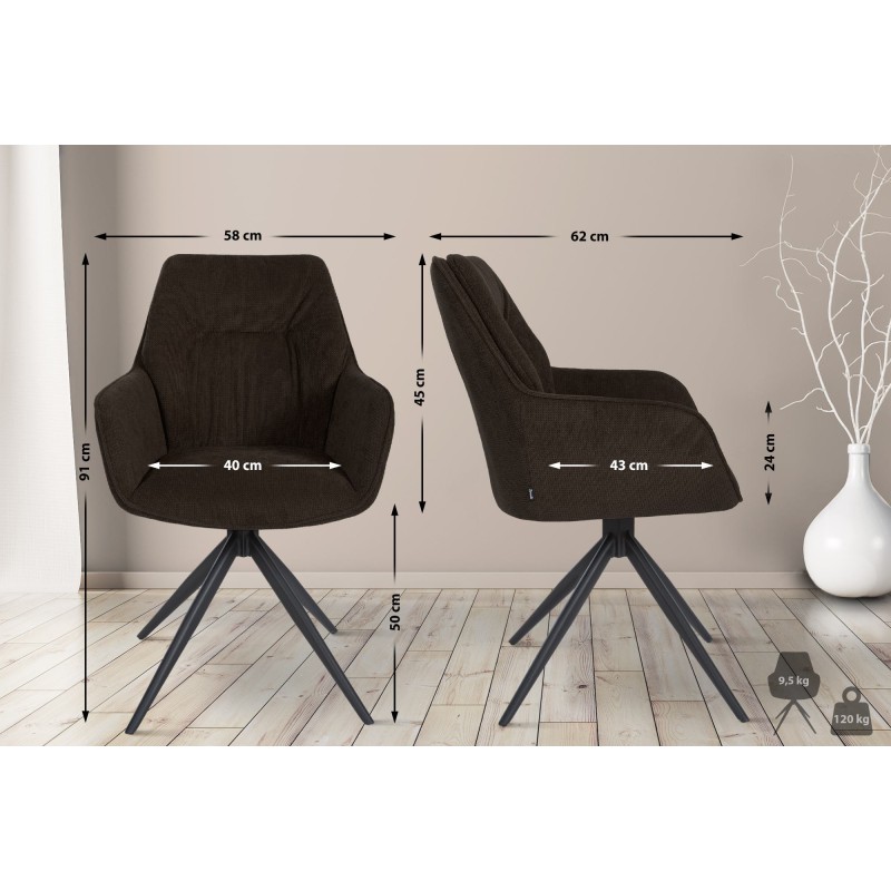 Silla de comedor Jules, tela marrón