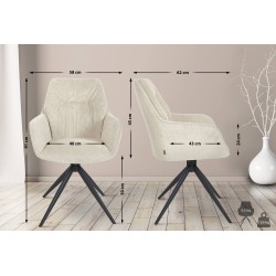 Silla de comedor Jules, tapizada en tela color crema