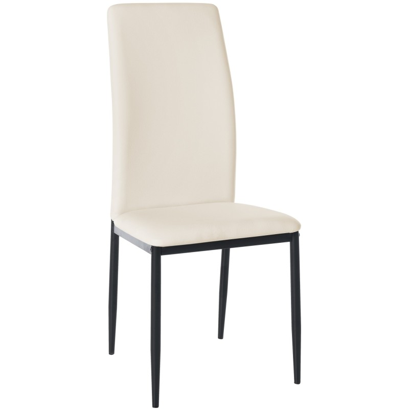 Silla de comedor Savino, piel sintética, color crema