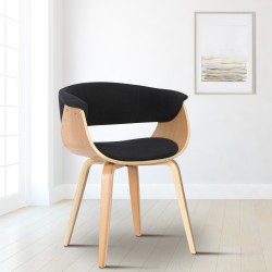 Sillón Bruce, tapizado en tela negra natural