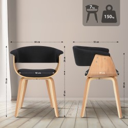 Sillón Bruce, tapizado en tela negra natural