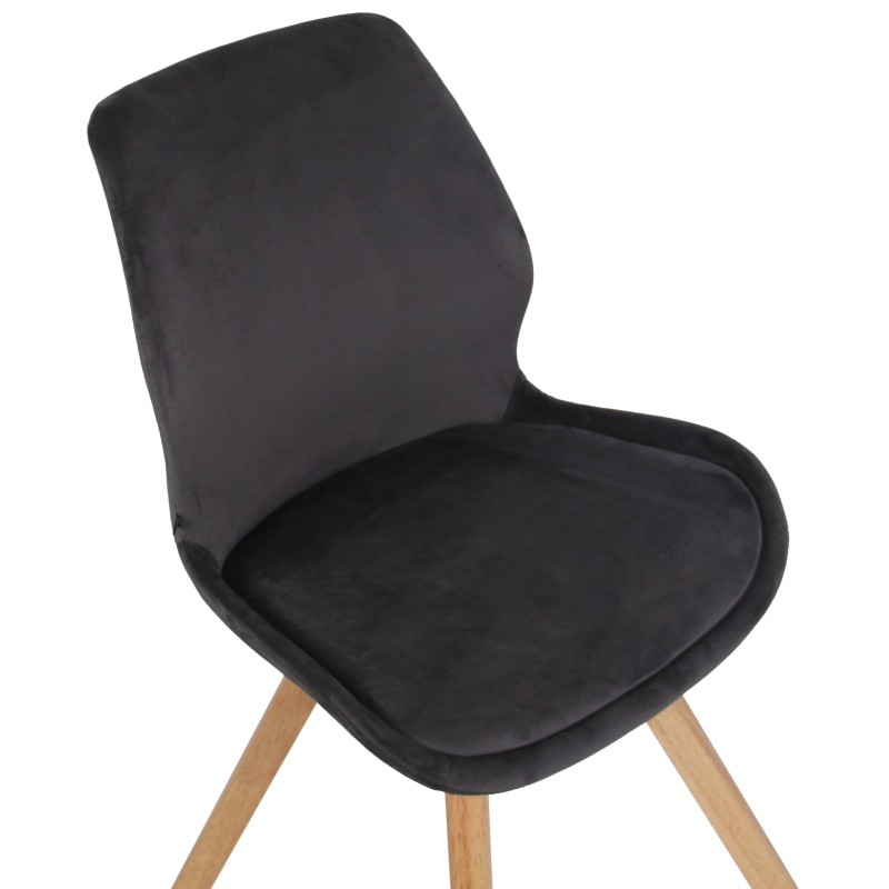 Juego de 2 sillas Luna en terciopelo gris oscuro