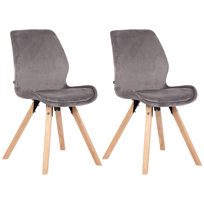 Conjunto de 2 sillones Luna en terciopelo gris