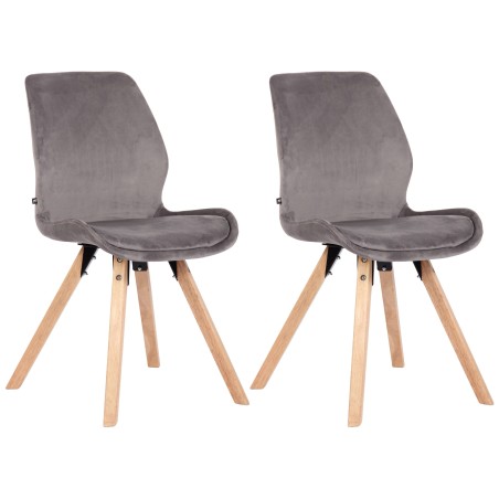 Conjunto de 2 sillones Luna en terciopelo gris