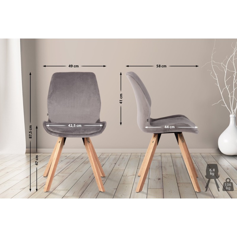 Conjunto de 2 sillones Luna en terciopelo gris