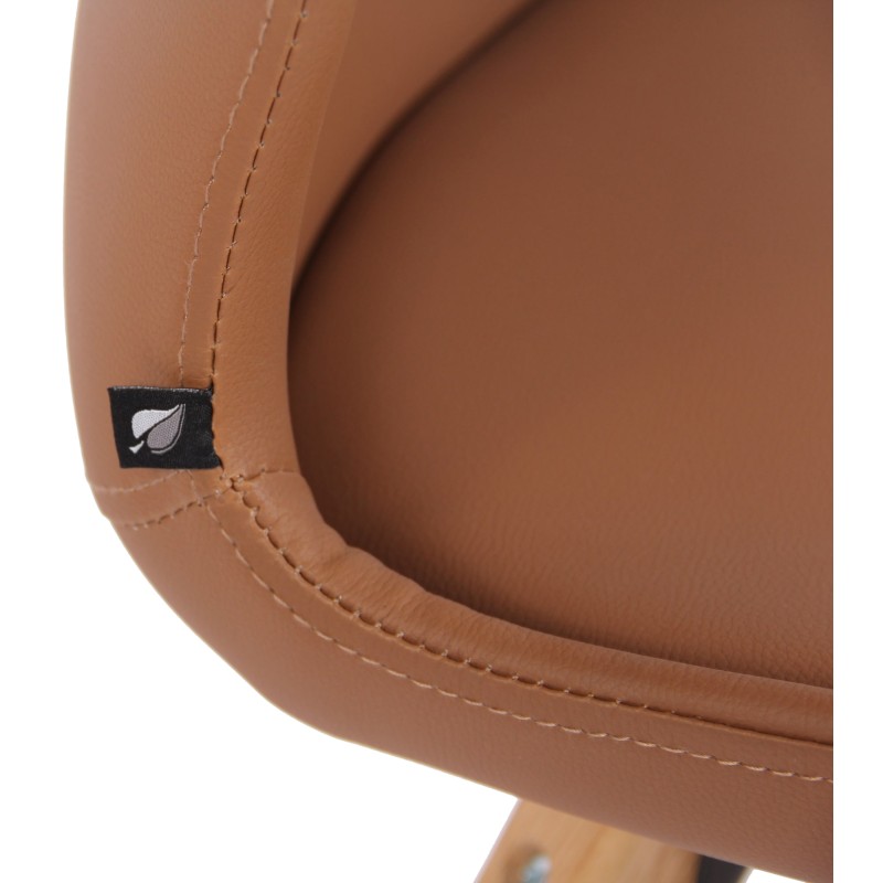 Juego de 4 sillas Luna en piel sintética marrón claro