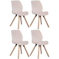 Juego de 4 sillas Luna en terciopelo color crema