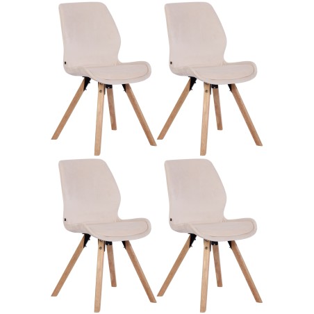 Juego de 4 sillas Luna en terciopelo color crema