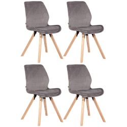 Juego de 4 sillas Luna en terciopelo gris