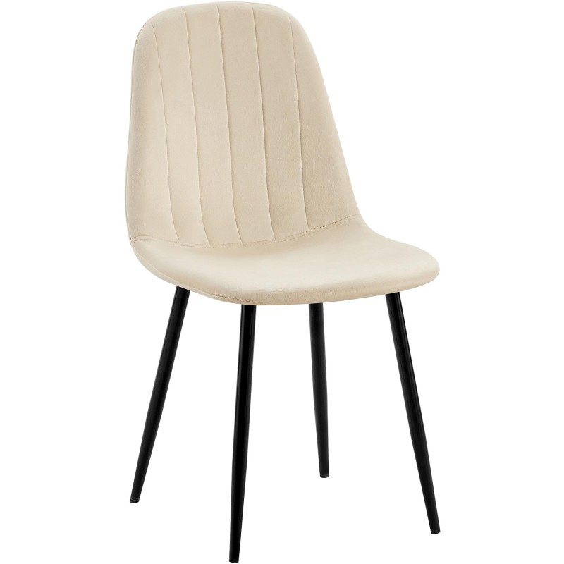 Silla de comedor Baxter, terciopelo, color crema