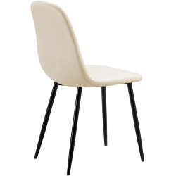 Silla de comedor Baxter, terciopelo, color crema