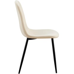Silla de comedor Baxter, terciopelo, color crema