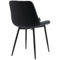 Juego de 4 sillas de comedor Victoria, de terciopelo, negras