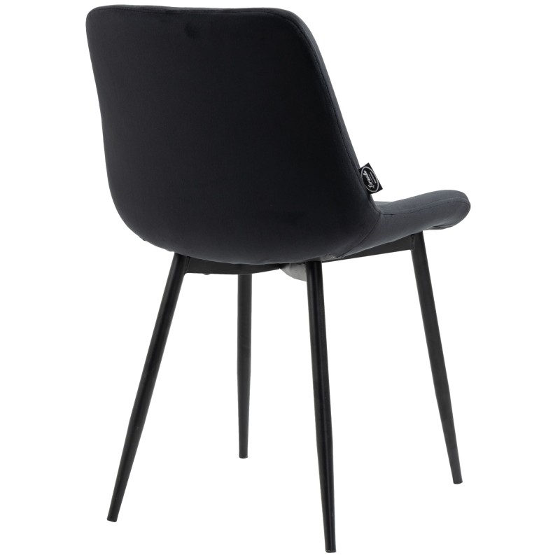 Juego de 4 sillas de comedor Victoria, de terciopelo, negras