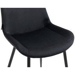 Juego de 4 sillas de comedor Victoria, de terciopelo, negras