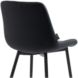 Juego de 4 sillas de comedor Victoria, de terciopelo, negras