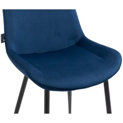 Juego de 4 sillas de comedor Victoria en terciopelo azul