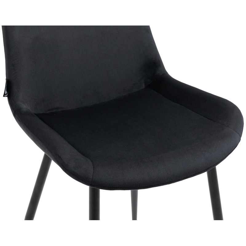 Juego de 2 sillas de comedor Victoria, de terciopelo, negras