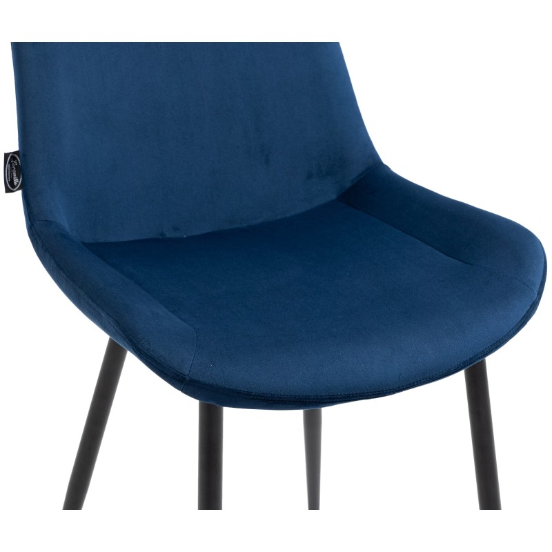 Juego de 2 sillas de comedor Victoria, de terciopelo, azules