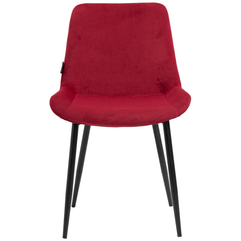 Juego de 2 sillas de comedor Victoria, de terciopelo, rojas
