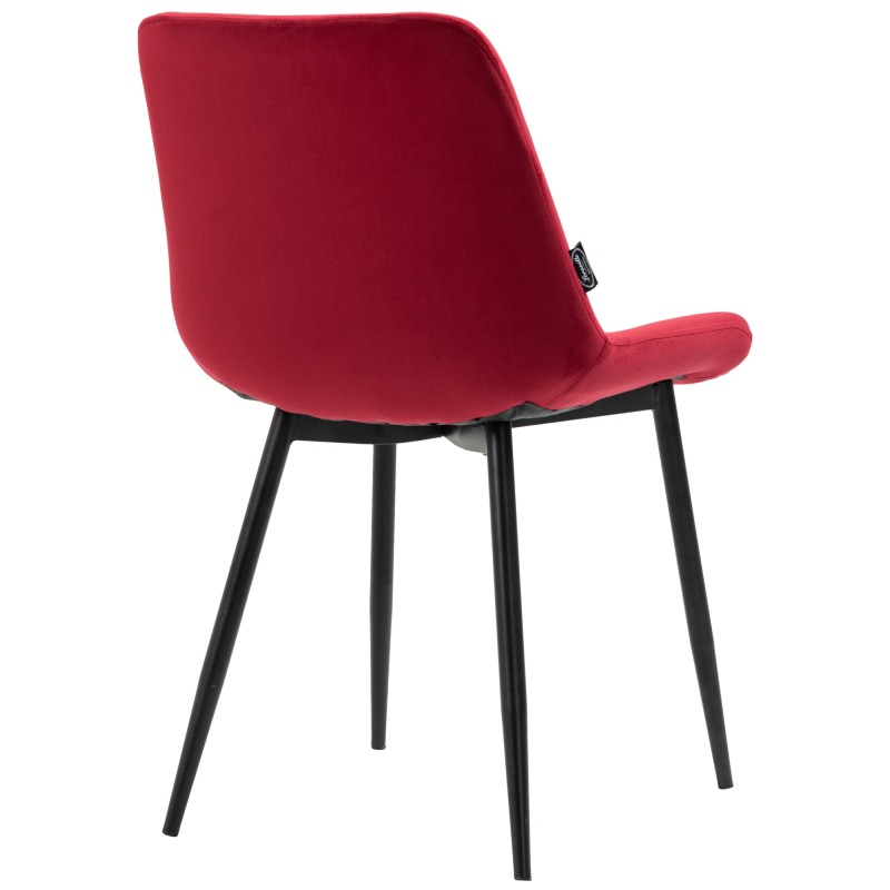 Juego de 2 sillas de comedor Victoria, de terciopelo, rojas