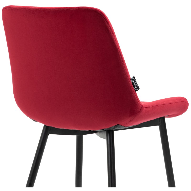 Juego de 2 sillas de comedor Victoria, de terciopelo, rojas