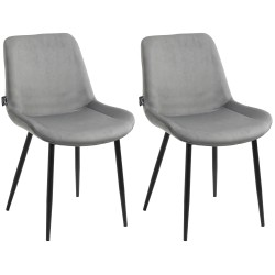 Juego de 2 sillas de comedor Victoria, de terciopelo gris.