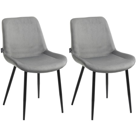Juego de 2 sillas de comedor Victoria, de terciopelo gris.