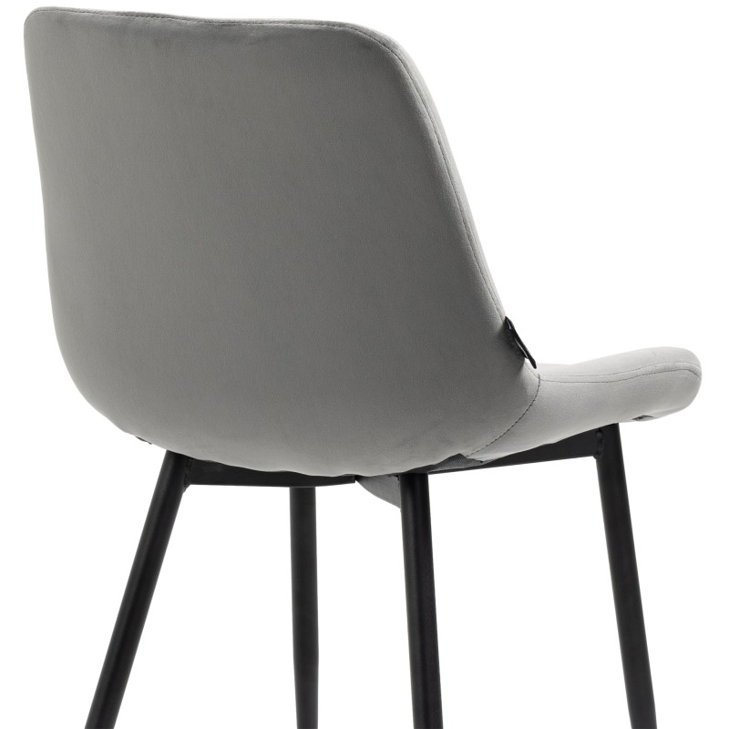 Juego de 2 sillas de comedor Victoria, de terciopelo gris.