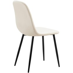 Silla de comedor Baxter en terciopelo blanco crema