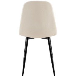 Silla de comedor Baxter en terciopelo blanco crema