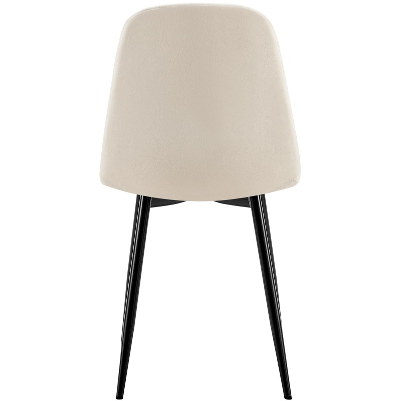 Silla de comedor Baxter en terciopelo blanco crema