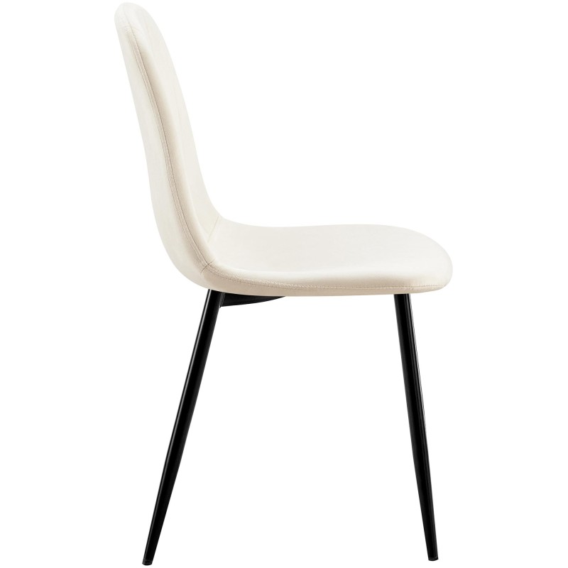 Silla de comedor Baxter en terciopelo blanco crema