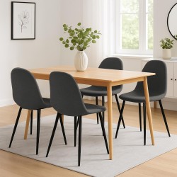 Juego de 4 sillas de comedor Napier, tapizadas en tela gris.