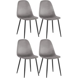 Juego de 4 sillas de comedor Napier en terciopelo gris
