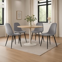 Juego de 4 sillas de comedor Napier en terciopelo gris