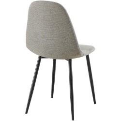 Juego de 4 sillas de comedor Napier, tapizadas en tela gris claro.