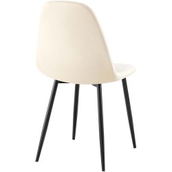 Juego de 4 sillas de comedor Napier en terciopelo color crema