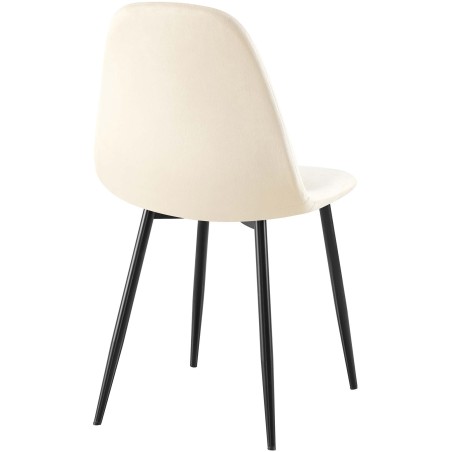 Juego de 4 sillas de comedor Napier en terciopelo color crema