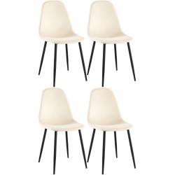 Juego de 4 sillas de comedor Napier en terciopelo color crema