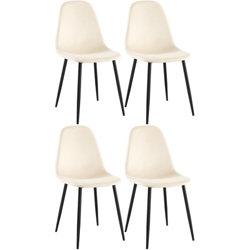 Juego de 4 sillas de comedor Napier en terciopelo color crema