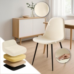 Juego de 4 sillas de comedor Napier en terciopelo color crema