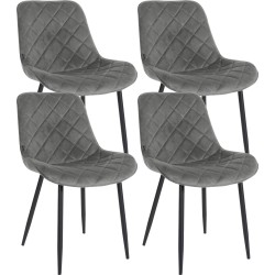 Juego de 4 sillas Springs en terciopelo gris