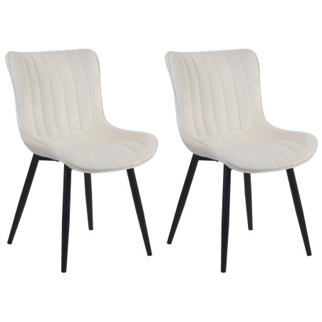 Juego de 2 sillas Largo en terciopelo color crema