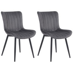 Conjunto de 2 sillones Largo, de terciopelo, gris oscuro